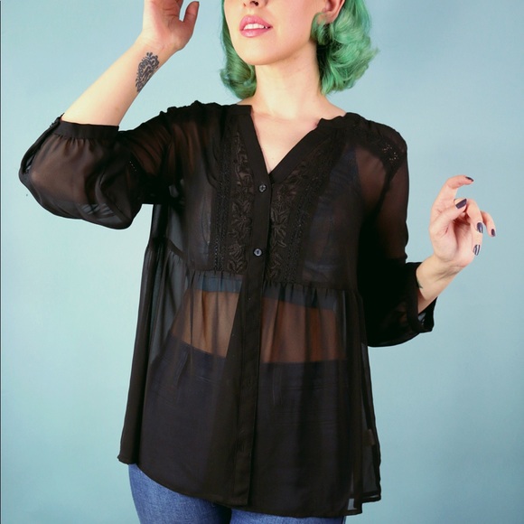 LC Lauren Conrad Tops - Sheer Black Boho Top LC Lauren Conrad Tops - Sheer Black Boho Top